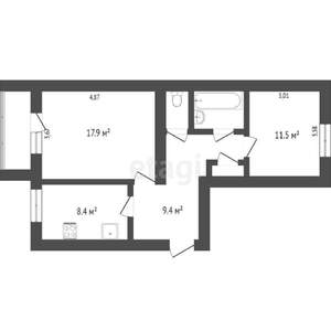 2-к квартира, вторичка, 52м2, 5/5 этаж
