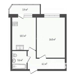 1-к квартира, вторичка, 37м2, 8/9 этаж