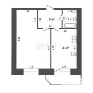 1-к квартира, вторичка, 47м2, 7/13 этаж