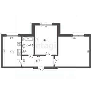 2-к квартира, вторичка, 46м2, 1/3 этаж