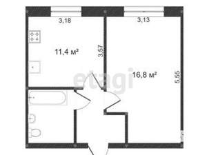 1-к квартира, вторичка, 35м2, 5/9 этаж