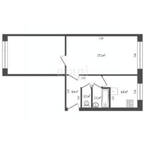 2-к квартира, вторичка, 44м2, 1/3 этаж