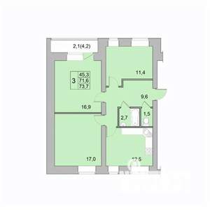 3-к квартира, вторичка, 74м2, 3/5 этаж
