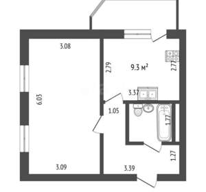 1-к квартира, вторичка, 39м2, 2/9 этаж