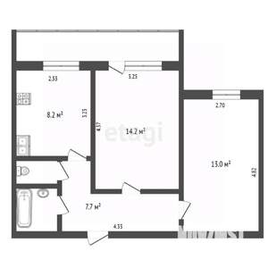 2-к квартира, вторичка, 47м2, 2/10 этаж