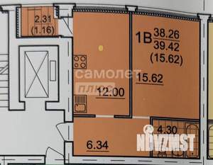 1-к квартира, вторичка, 39м2, 1/9 этаж