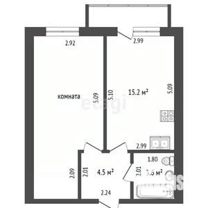 1-к квартира, вторичка, 42м2, 4/10 этаж