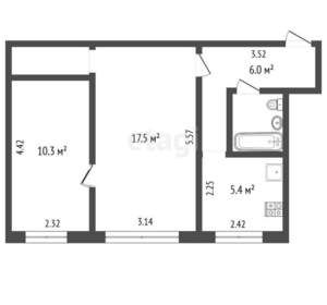 2-к квартира, вторичка, 44м2, 1/3 этаж