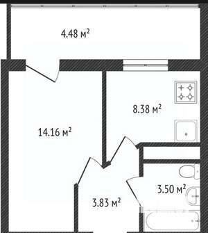 1-к квартира, вторичка, 34м2, 12/12 этаж