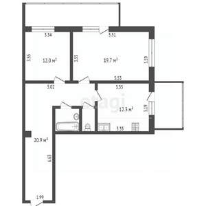 2-к квартира, вторичка, 69м2, 9/11 этаж