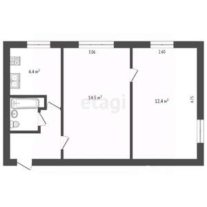 2-к квартира, вторичка, 37м2, 2/3 этаж