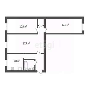 3-к квартира, вторичка, 55м2, 1/5 этаж