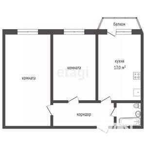 2-к квартира, вторичка, 55м2, 1/10 этаж