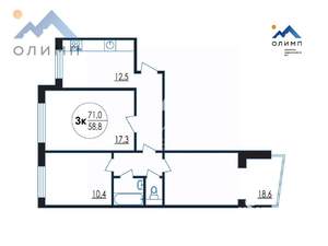 3-к квартира, вторичка, 71м2, 8/9 этаж