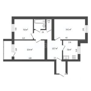 3-к квартира, вторичка, 62м2, 3/5 этаж