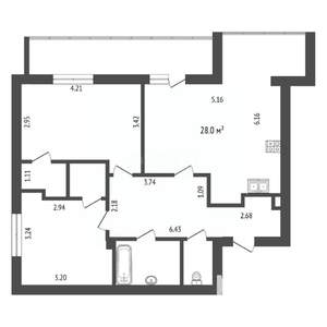 2-к квартира, вторичка, 77м2, 1/10 этаж