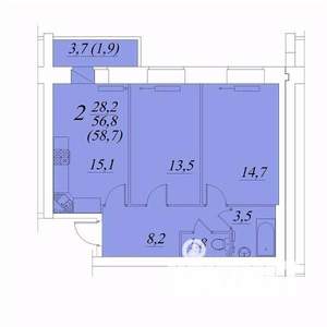 2-к квартира, строящийся дом, 59м2, 9/10 этаж