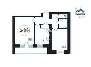 2-к квартира, вторичка, 52м2, 4/9 этаж