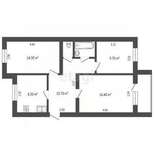 3-к квартира, вторичка, 63м2, 5/5 этаж