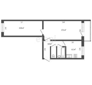 2-к квартира, вторичка, 44м2, 4/5 этаж