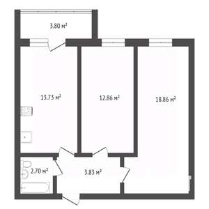 2-к квартира, вторичка, 55м2, 7/10 этаж
