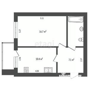 1-к квартира, вторичка, 40м2, 5/5 этаж