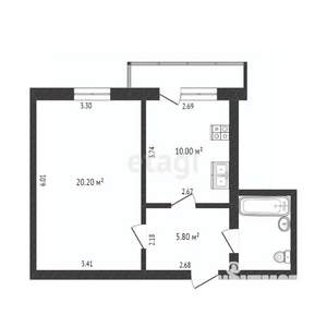 1-к квартира, вторичка, 41м2, 9/10 этаж