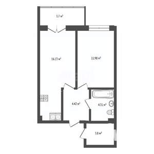 1-к квартира, вторичка, 40м2, 7/8 этаж