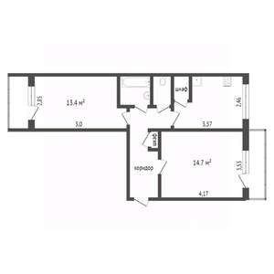 2-к квартира, вторичка, 47м2, 5/5 этаж