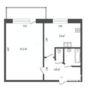 1-к квартира, вторичка, 29м2, 3/5 этаж