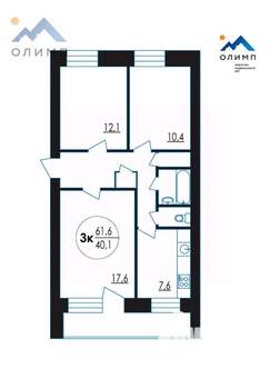 3-к квартира, вторичка, 62м2, 3/5 этаж