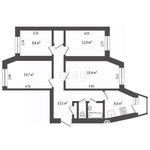 4-к квартира, вторичка, 83м2, 4/9 этаж