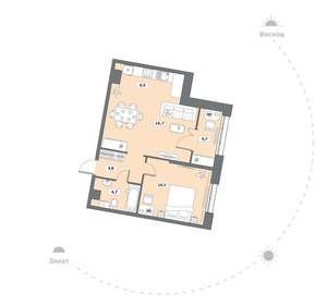 1-к квартира, вторичка, 55м2, 8/15 этаж