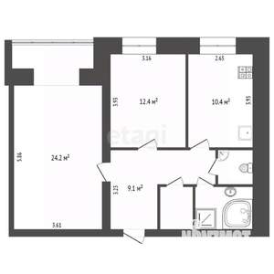2-к квартира, вторичка, 64м2, 3/5 этаж