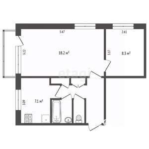 2-к квартира, вторичка, 45м2, 4/5 этаж