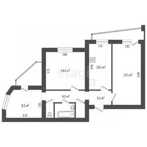 3-к квартира, вторичка, 64м2, 5/12 этаж