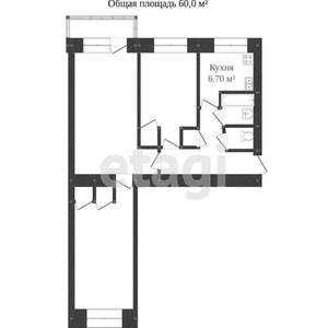 3-к квартира, вторичка, 60м2, 4/5 этаж