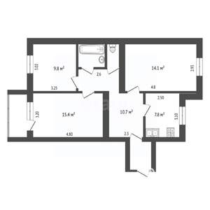 3-к квартира, вторичка, 62м2, 3/5 этаж