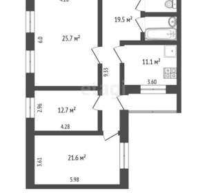 3-к квартира, вторичка, 117м2, 4/6 этаж