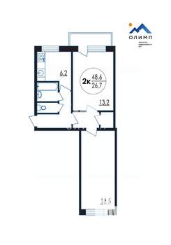 2-к квартира, вторичка, 49м2, 3/5 этаж