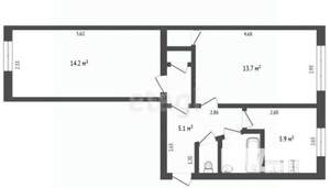 2-к квартира, вторичка, 44м2, 1/2 этаж