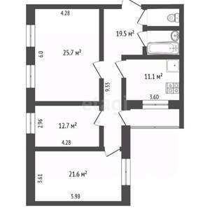 3-к квартира, вторичка, 117м2, 4/6 этаж