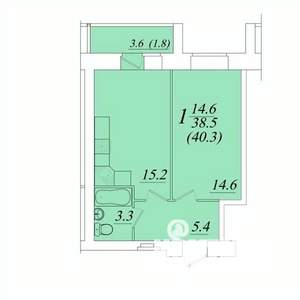 1-к квартира, строящийся дом, 40м2, 9/10 этаж