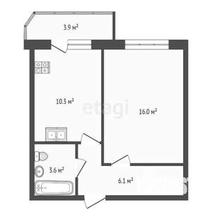 1-к квартира, вторичка, 37м2, 2/9 этаж