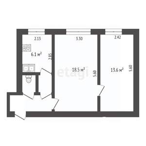 2-к квартира, вторичка, 45м2, 2/4 этаж