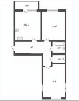 2-к квартира, сданный дом, 77м2, 10/10 этаж