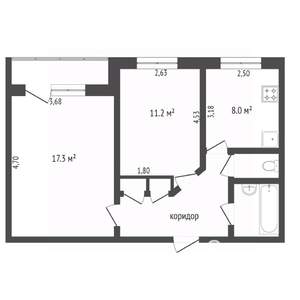 2-к квартира, вторичка, 43м2, 9/9 этаж