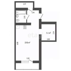 Студия квартира, вторичка, 34м2, 6/16 этаж