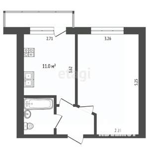 1-к квартира, вторичка, 35м2, 9/11 этаж