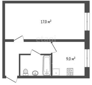 1-к квартира, вторичка, 30м2, 1/3 этаж